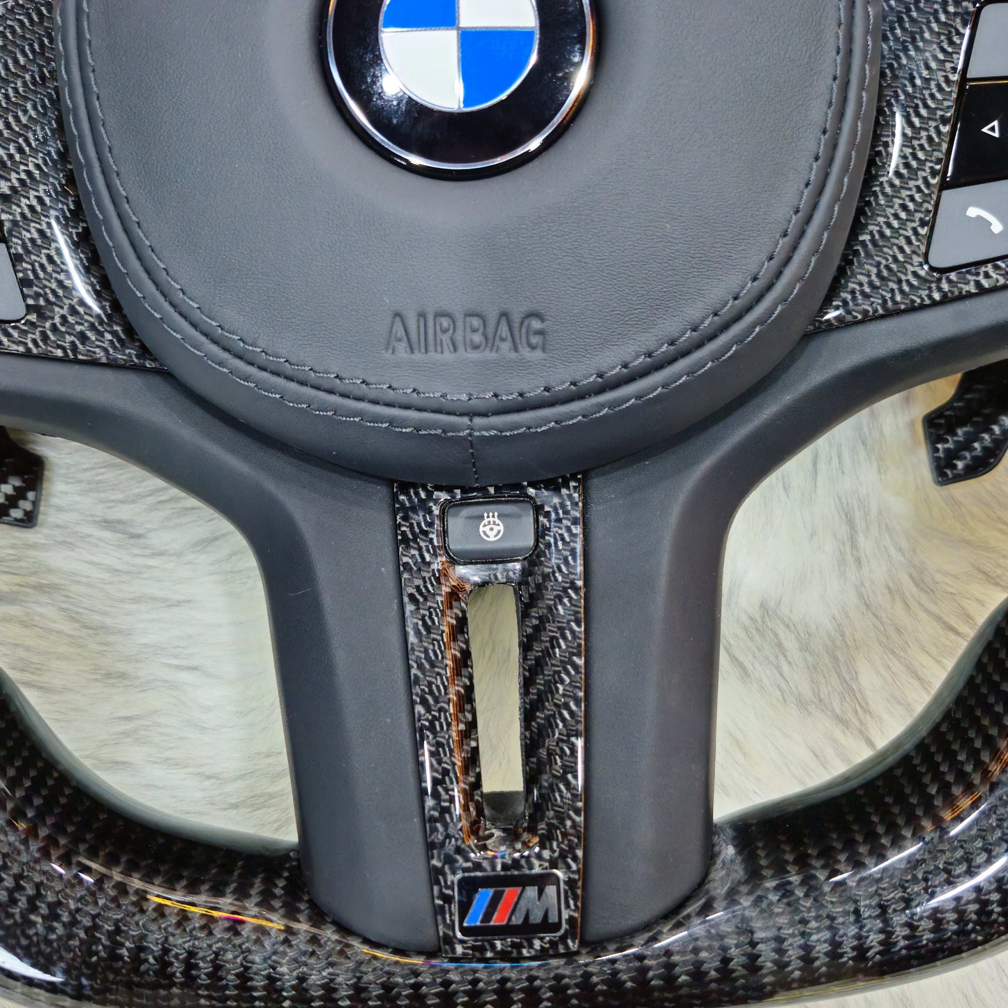 Custom Steering Wheel for BMW M3 M4 M5 G30 F90 and G Series Carbon Fiber with Led
