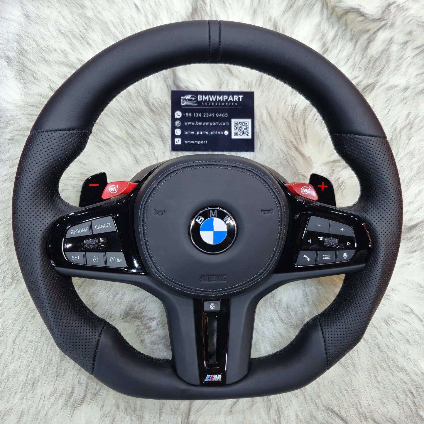Perforated Nappa Leather Black Trim Steering Wheel for BMW G Series