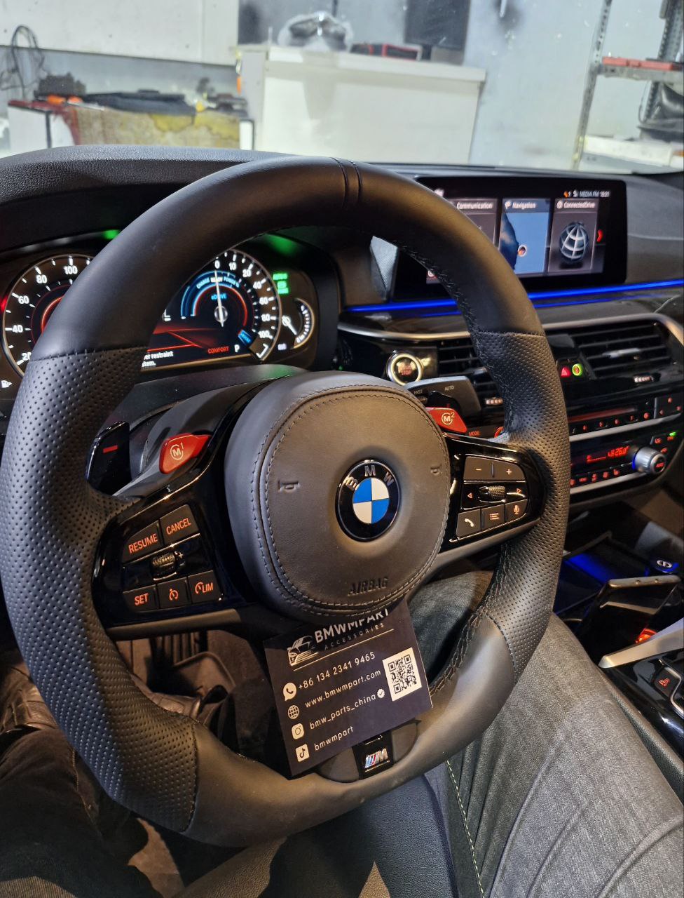 Perforated Nappa Leather Black Trim Steering Wheel for BMW G Series