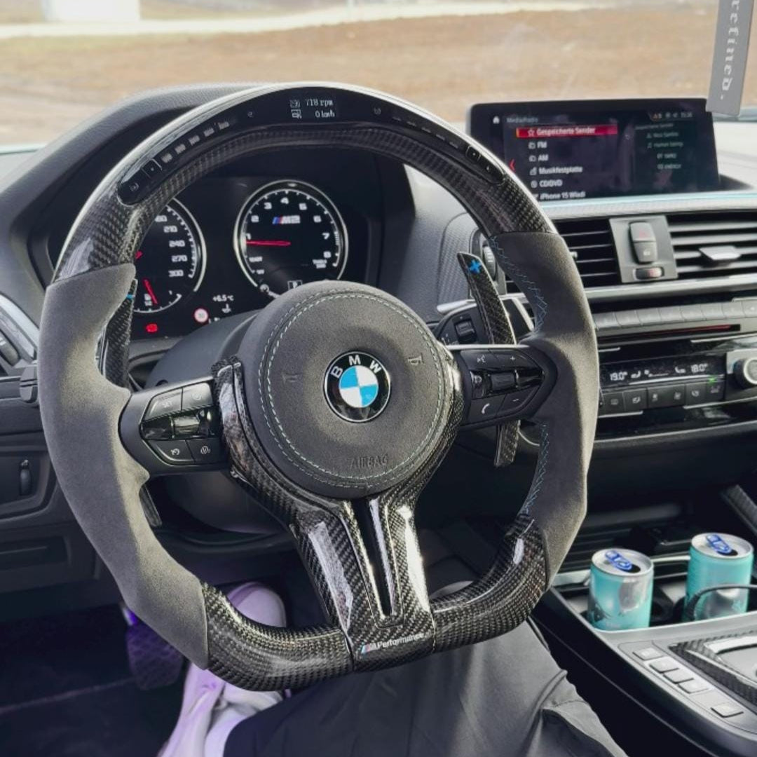 Sides Alcantara and alcantara Airbag cover Carbon Fiber with Led Steering Wheel For BMW F87,F10,F30,F20,F80 And F Series